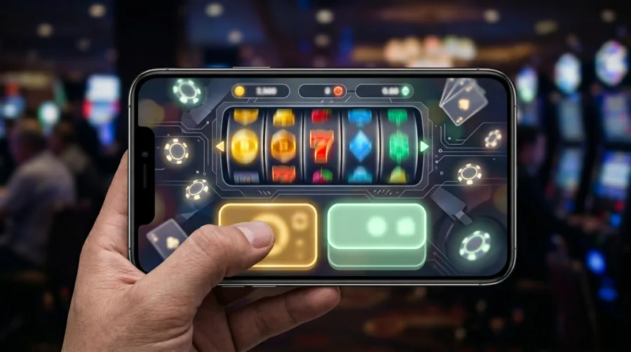 Matkapuhelin pelaa kasinopelejä selaimessa ilman sovelluksen latausta